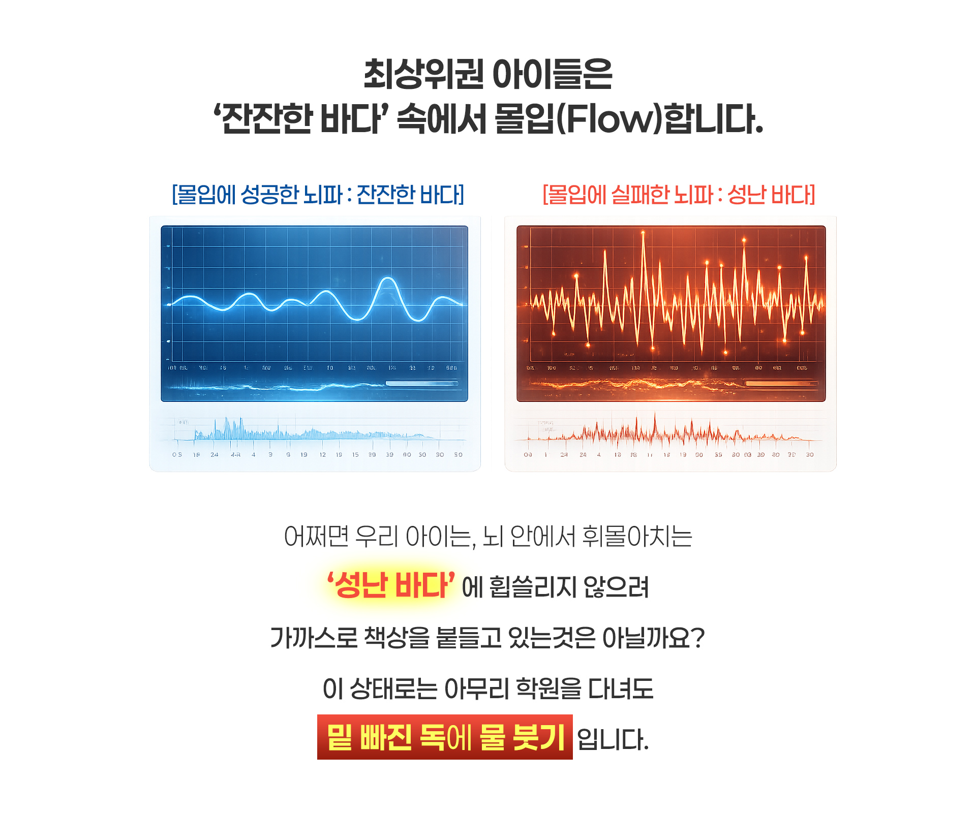 최상위권 아이들은 미풍의 바다 상태에서 몰입합니다