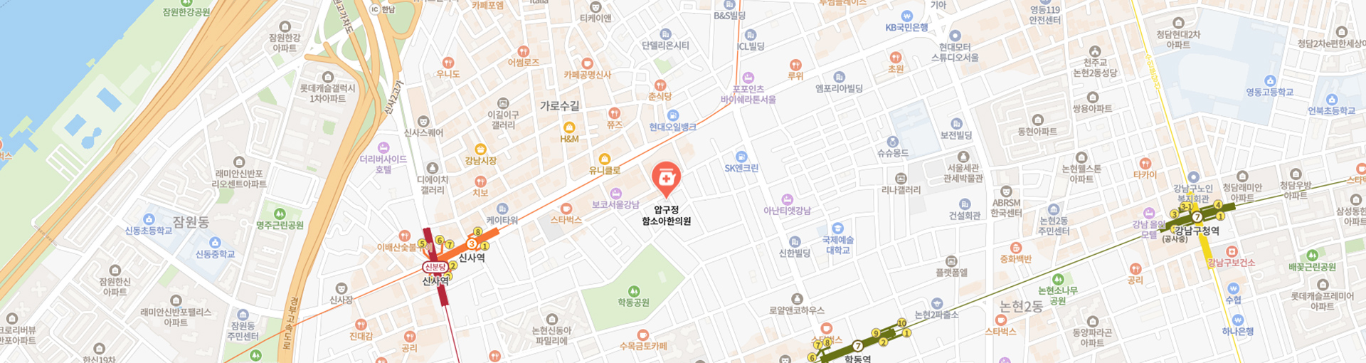 압구정함소아 학습클리닉 위치 안내 지도